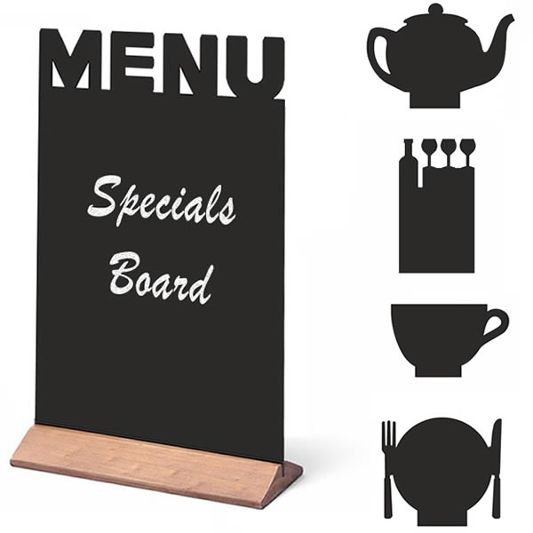 Table Top Chalkboard with 5 Design Shapes in 3 Wood Colour finishes